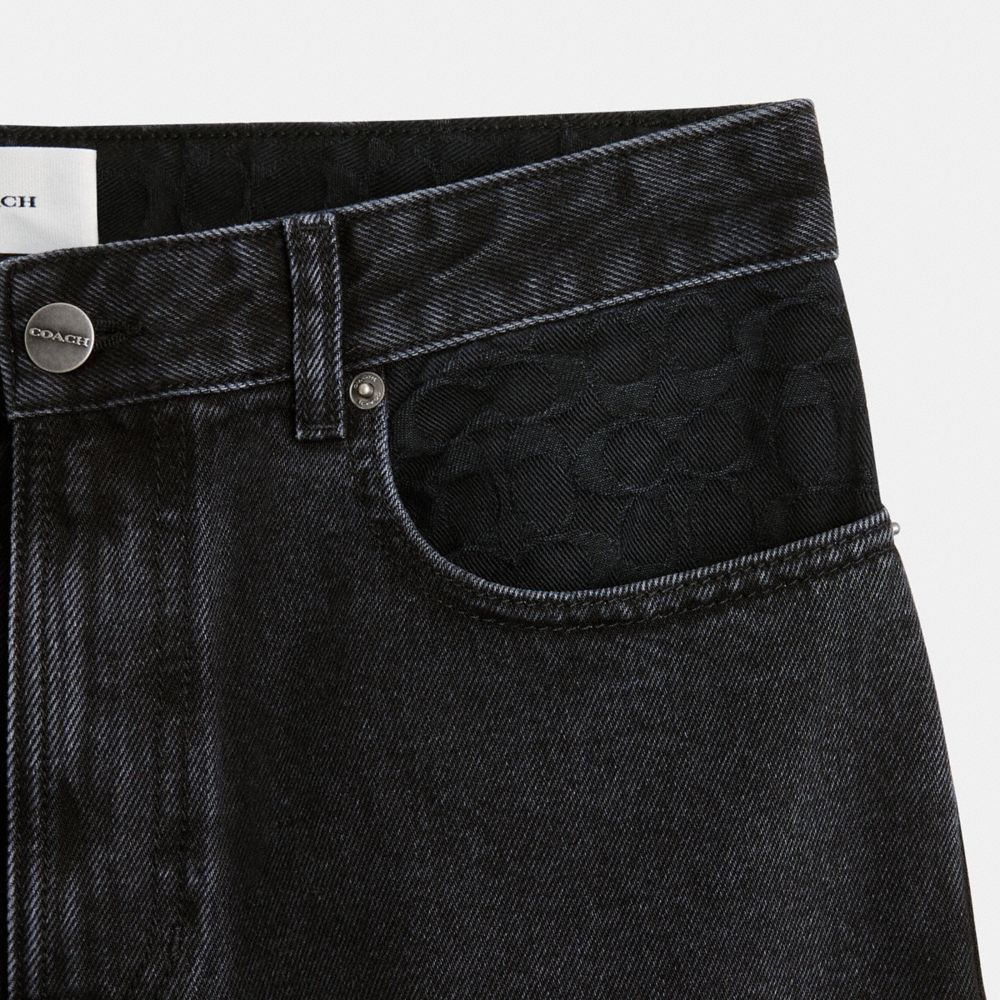 Black Coach Black Taper Jeans In Organic Cotton Men Tops & Bottoms | 2036KYFAW