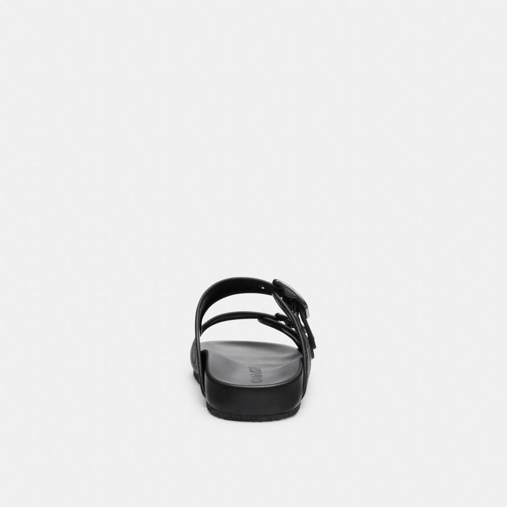 Black Coach Buckle Strap Sandal In Signature Jacquard Men Sandals & Slides | 4870SMGFU