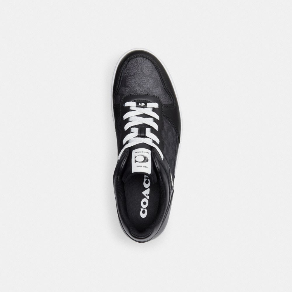 Black Coach C201 In Signature Canvas Men Sneakers | 5362YPWSL