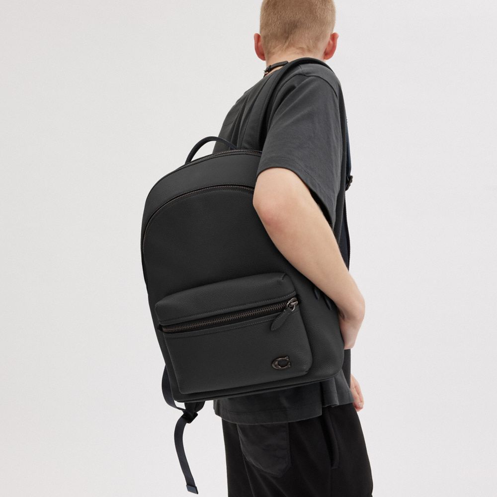 Black Coach Charter Men Backpacks | 9057SUONG