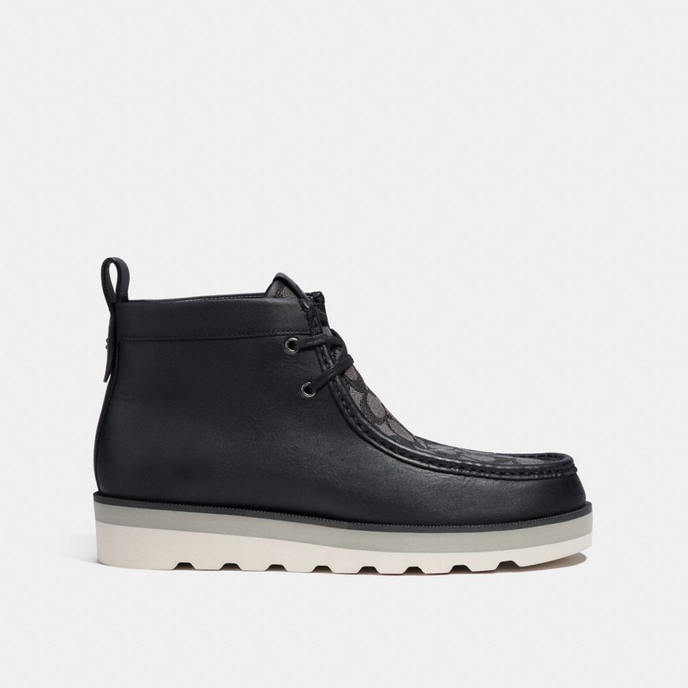 Black Coach Chukka Boot In Signature Jacquard Men Boots | 7542BNHZP