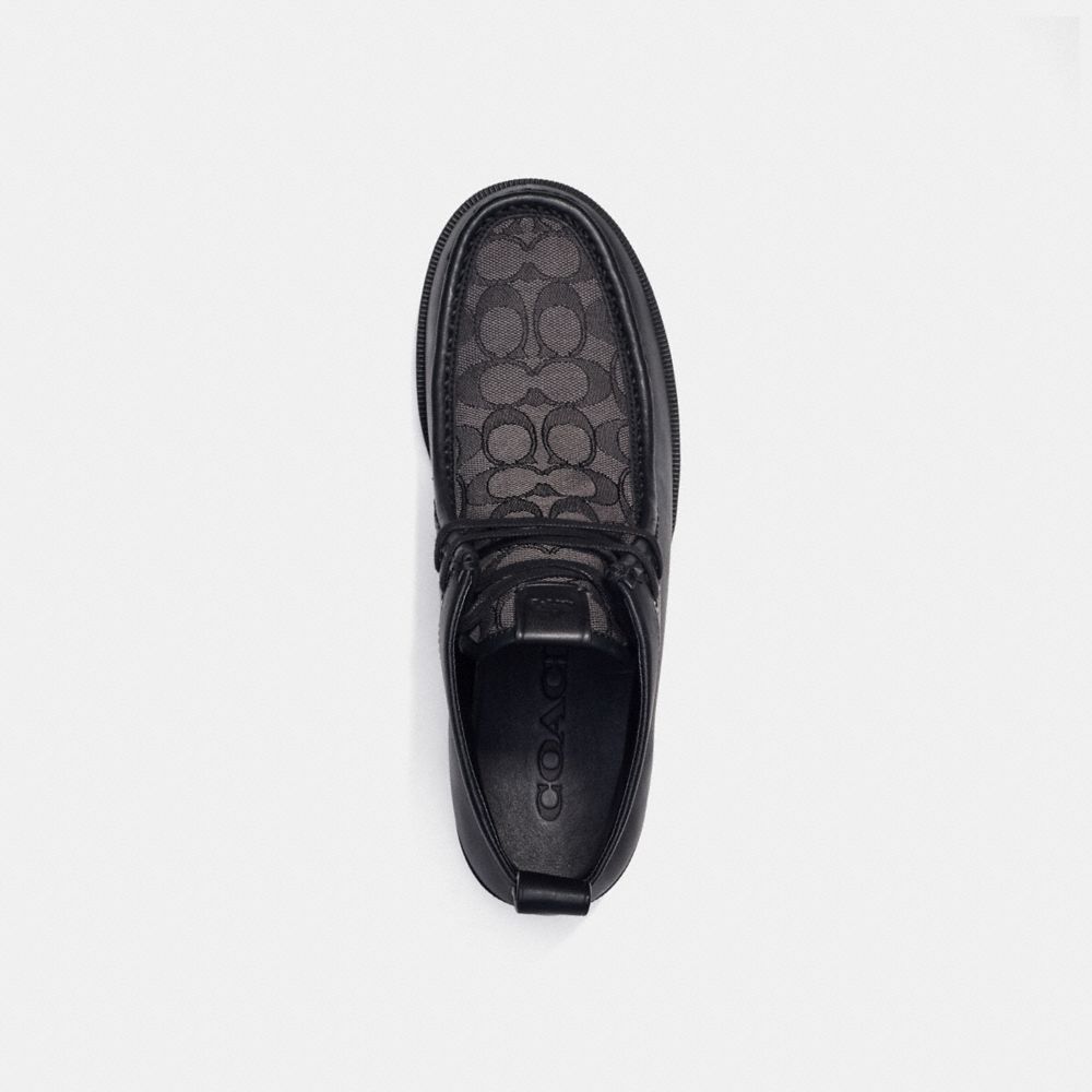 Black Coach Chukka Boot In Signature Jacquard Men Boots | 7542BNHZP