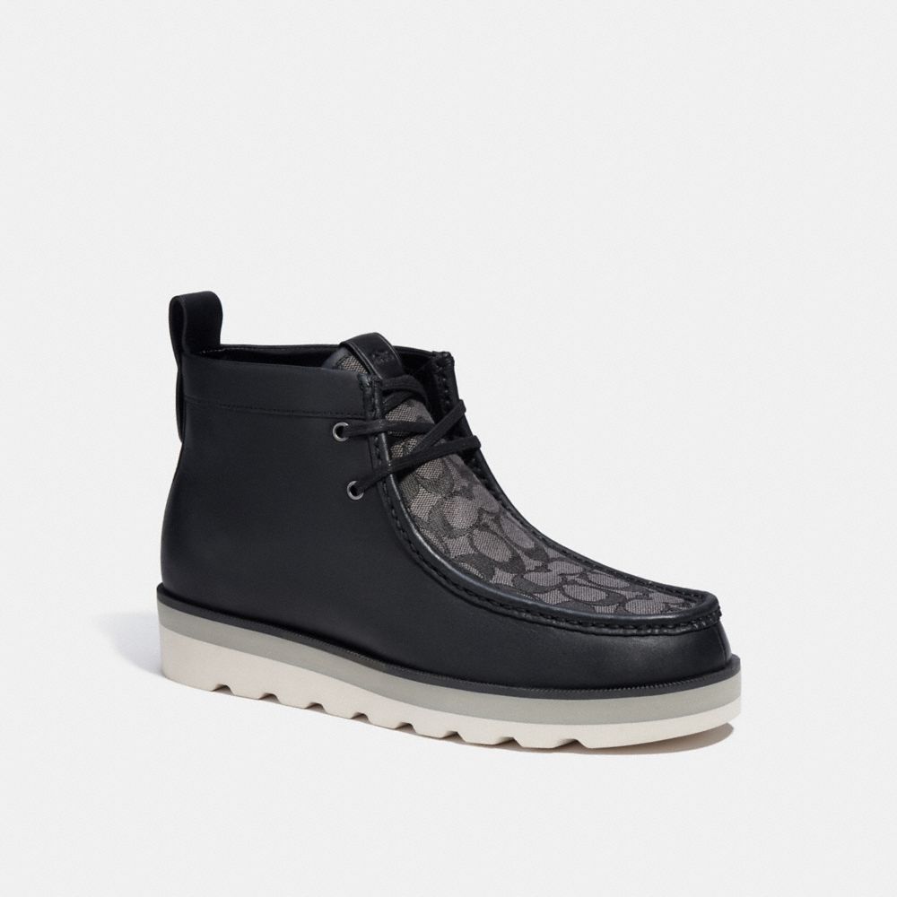 Black Coach Chukka Boot In Signature Jacquard Men Boots | 7542BNHZP