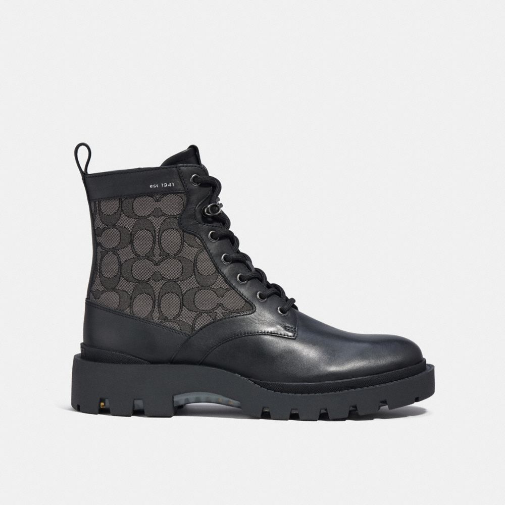 Black Coach Citysole Lace Up Boot In Signature Jacquard Men Boots | 3492WGBUI