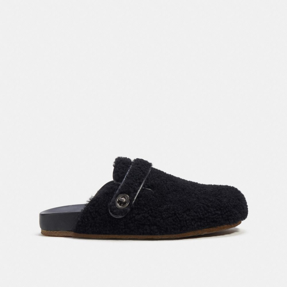 Black Coach Clog In Shearling Men Sandals & Slides | 9784RJCZH