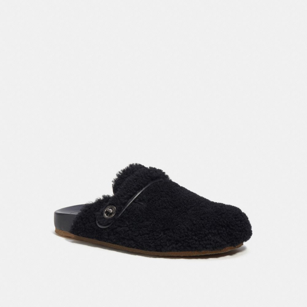 Black Coach Clog In Shearling Men Sandals & Slides | 9784RJCZH