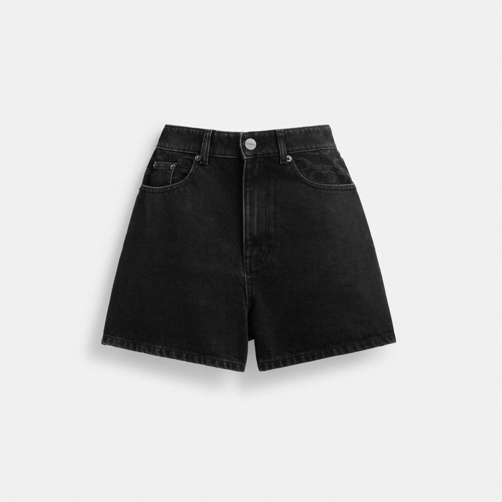 Black Coach Denim Shorts In Organic Cotton Women Bottoms | 7185REPBA