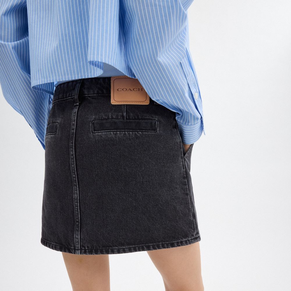 Black Coach Denim Skirt In Organic Cotton Women Bottoms | 7091DJALB