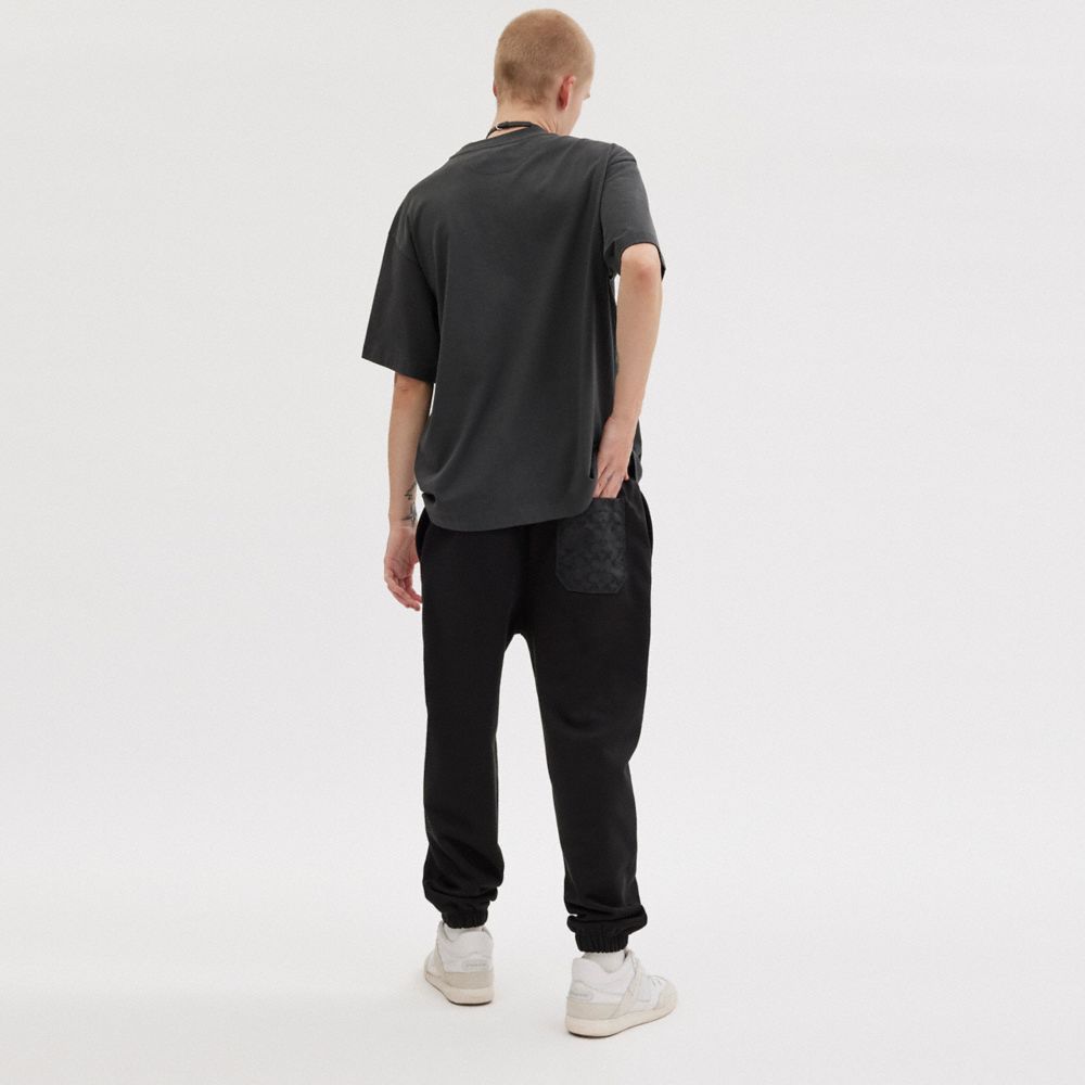 Black Coach Essential Solid Joggers Men Tops & Bottoms | 4781HLBJE