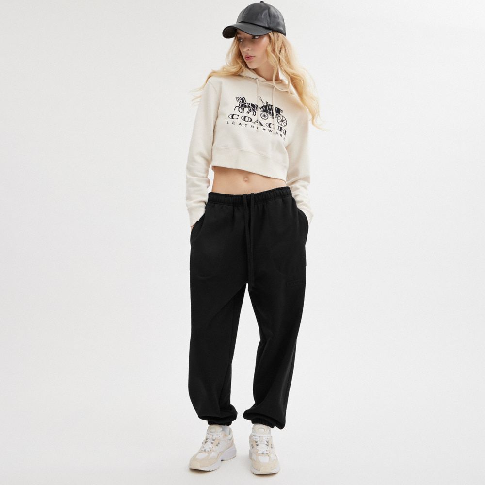 Black Coach Essential Solid Joggers Women Bottoms | 4758LWKFJ