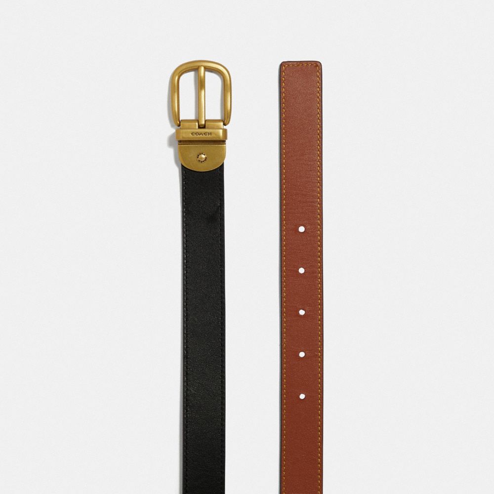 Black Coach Harness Buckle Reversible Belt, 25 Mm Women Belts | 5390TNWHO