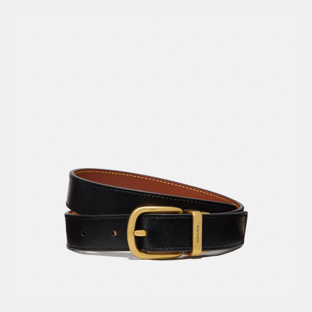 Black Coach Harness Buckle Reversible Belt, 25 Mm Women Belts | 5390TNWHO