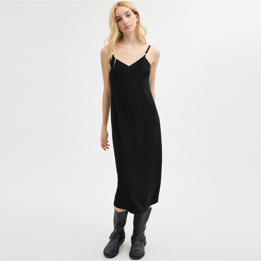 Black Coach Heritage C Silk Midi Dress Women Dresses | 5147QFUIM