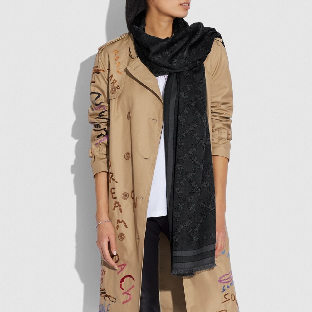 Black Coach Horse And Carriage Print Jacquard Stole Women Hats Scarves & Gloves | 0514YWPNE