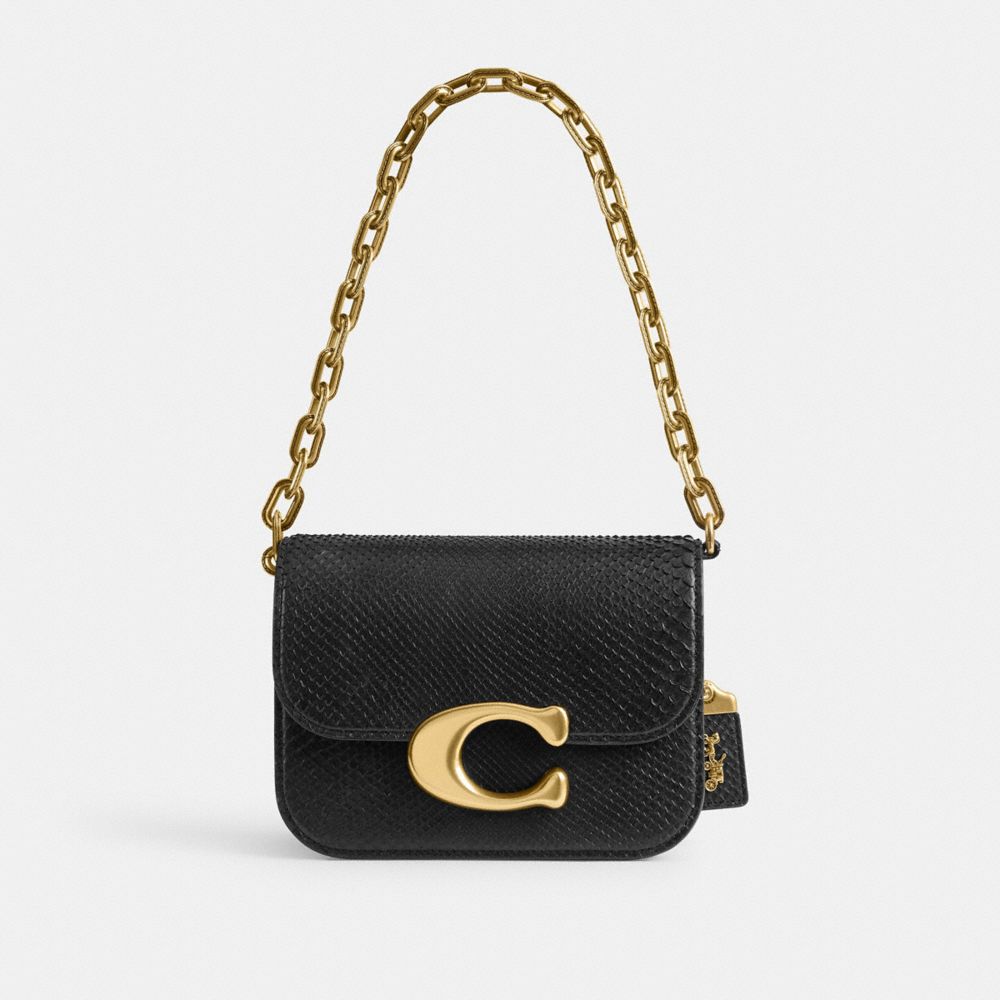 Black Coach Idol Bag In Python Women Shoulder Bags & Hobos | 0846GFBAY