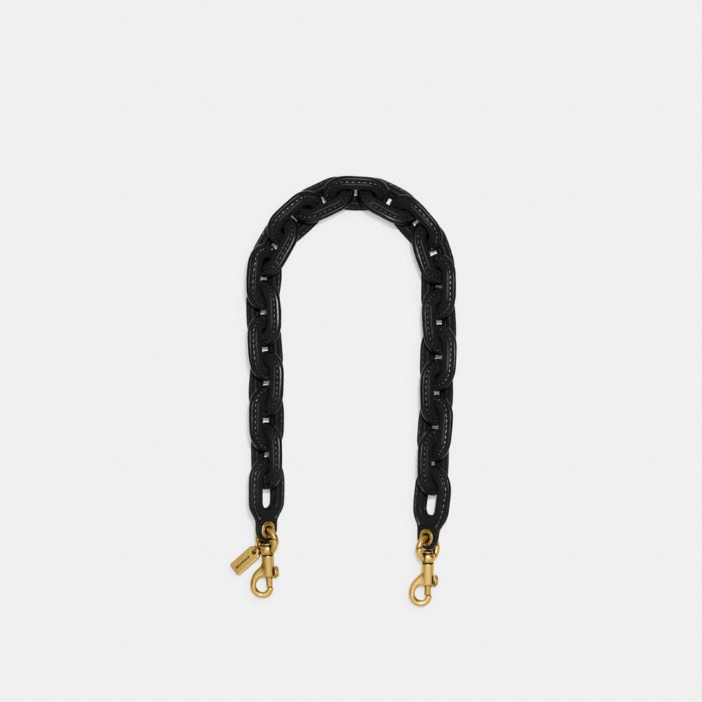 Black Coach Leather Covered Short Chain Strap Women Straps, Charms, and Keyrings | 7624SEQFG