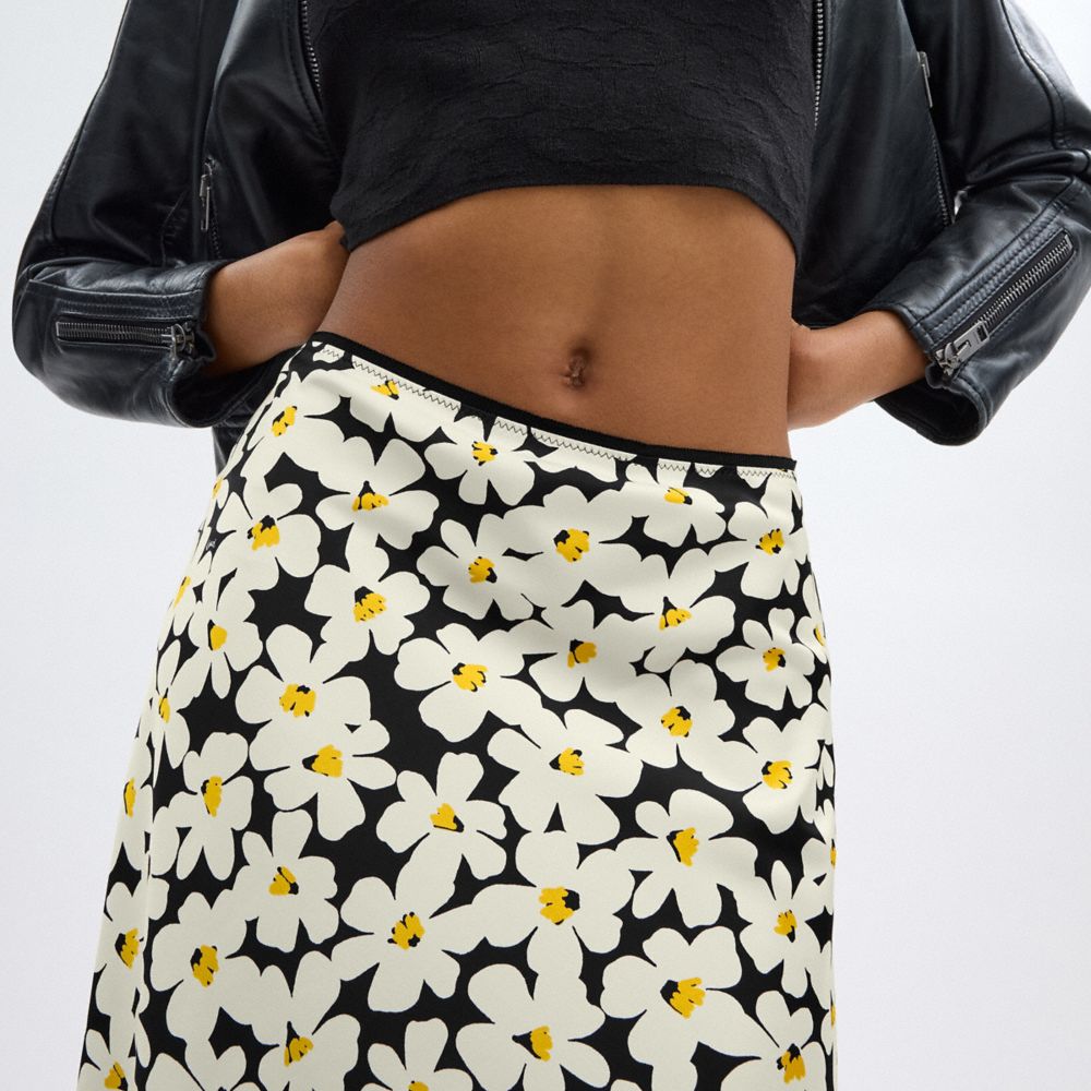 Black Coach Long Floral Midi Skirt Women Bottoms | 9861ADKZG