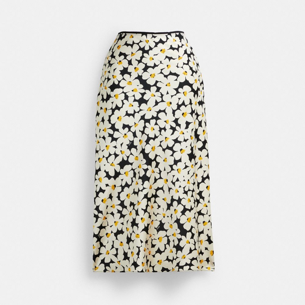 Black Coach Long Floral Midi Skirt Women Bottoms | 9861ADKZG