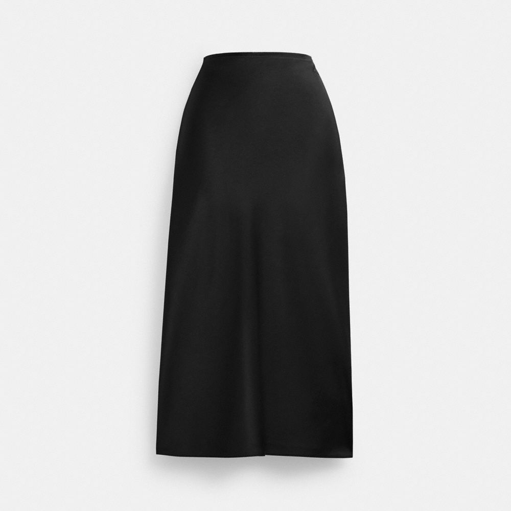 Black Coach Long Satin Midi Skirt Women Bottoms | 8574ALXUS