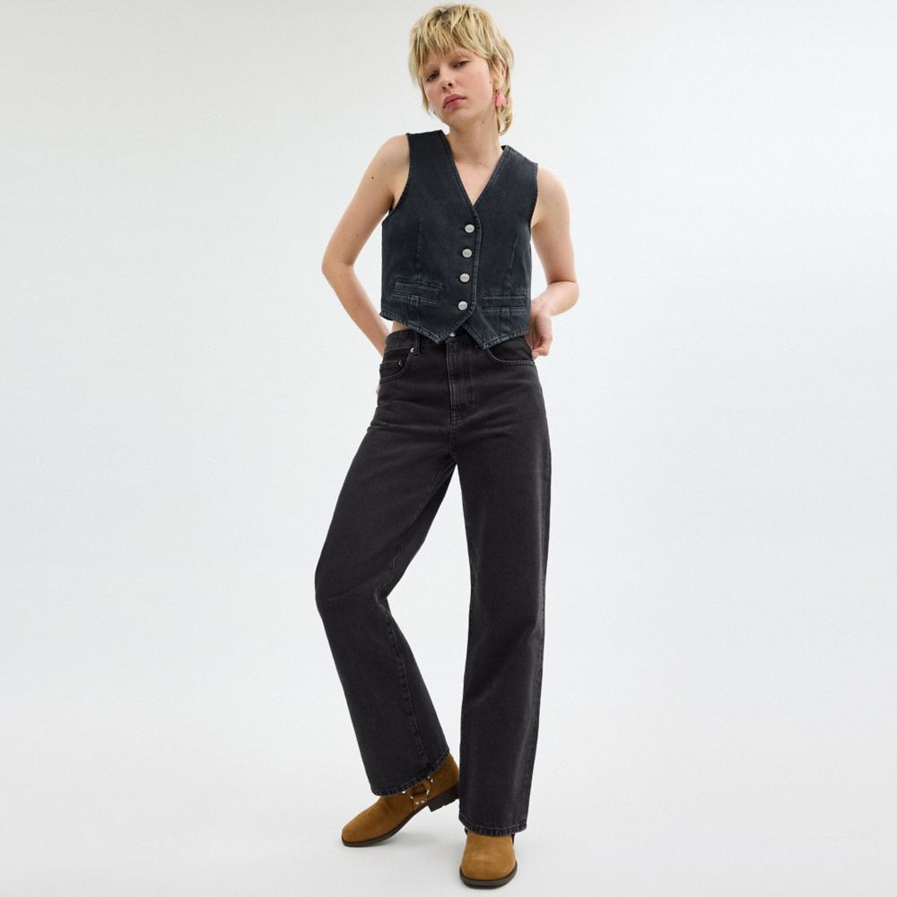 Black Coach Loose Fit Jeans In Organic Cotton Women Bottoms | 7059PZYLD