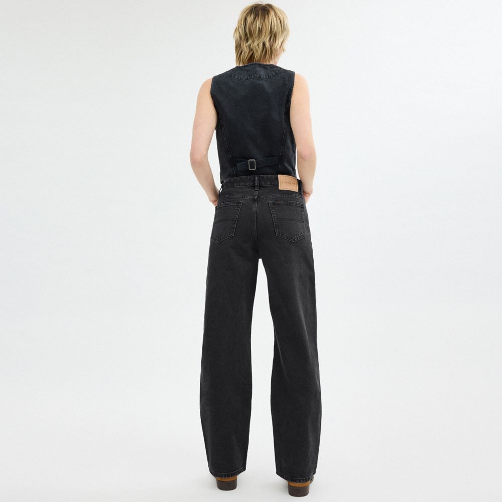 Black Coach Loose Fit Jeans In Organic Cotton Women Bottoms | 7059PZYLD