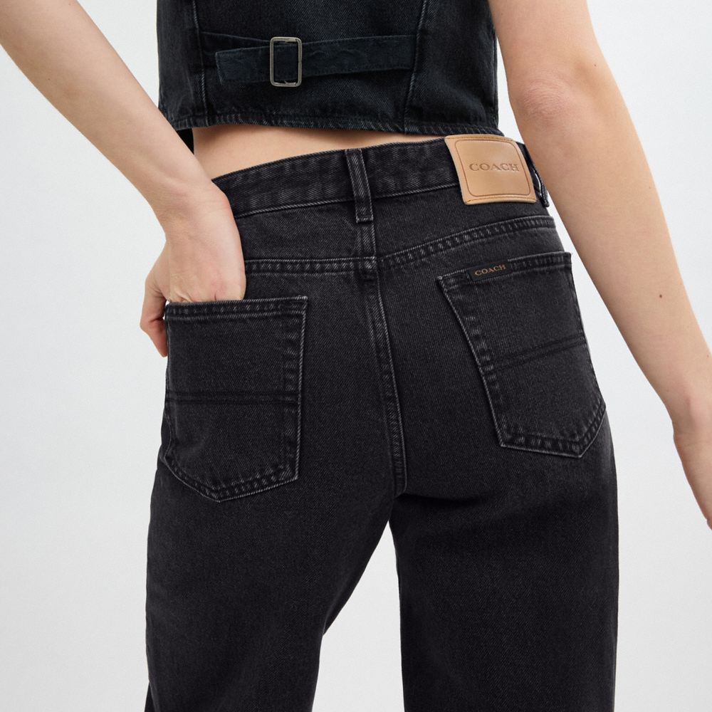 Black Coach Loose Fit Jeans In Organic Cotton Women Bottoms | 7059PZYLD