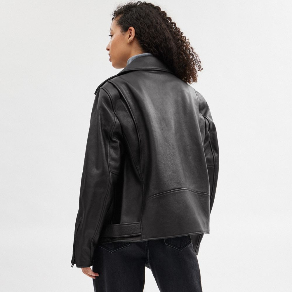 Black Coach Moto Jacket Men Jackets & Outerwear | 8342FBXTU