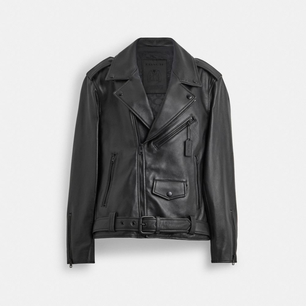 Black Coach Moto Jacket Men Jackets & Outerwear | 8342FBXTU