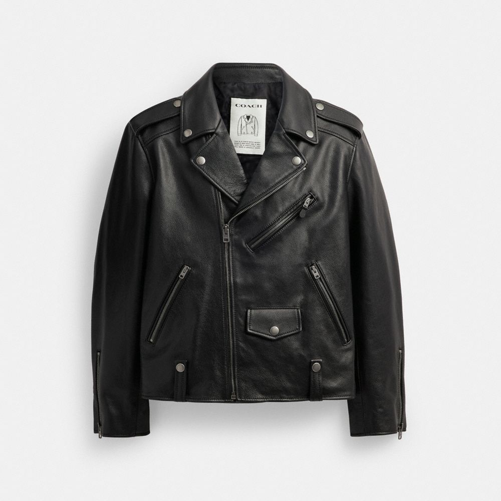 Black Coach Moto Jacket Men Jackets & Outerwear | 9851ZSDIC