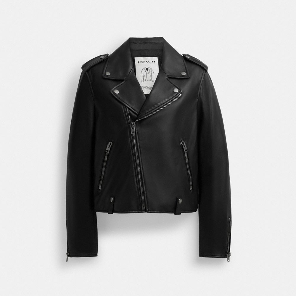 Black Coach Moto Jacket Women Jackets & Outerwear | 2864FYIAC