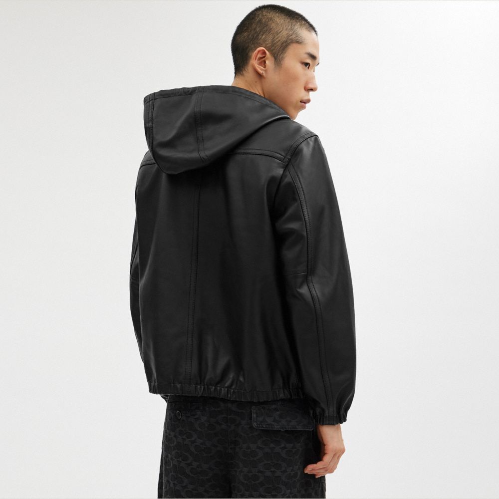 Black Coach Reversible Leather Jacket In Recycled Polyester Men Jackets & Outerwear | 6780CAFDX