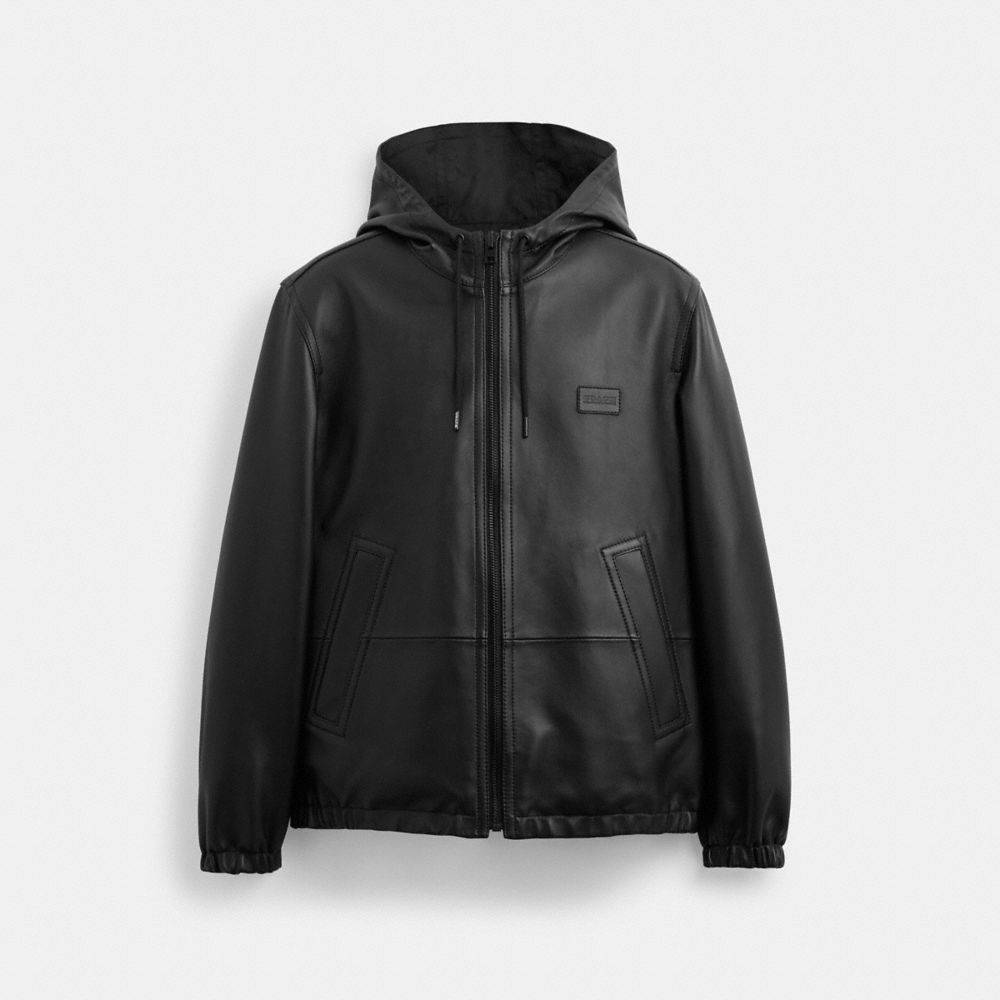 Black Coach Reversible Leather Jacket In Recycled Polyester Men Jackets & Outerwear | 6780CAFDX