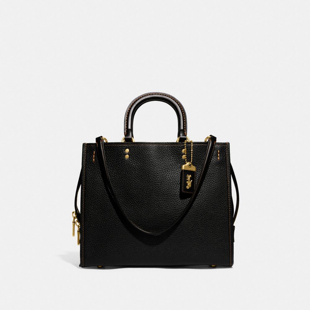 Black Coach Rogue Bag In Regenerative Leather Women Shoulder Bags & Hobos | 1497SIQNZ