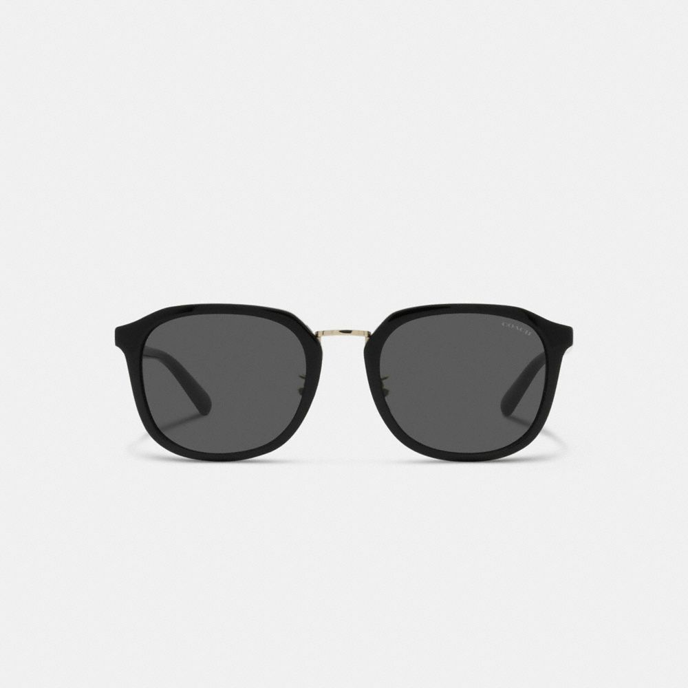 Black Coach Rounded Geometric Men Sunglasses | 6102LGPAO