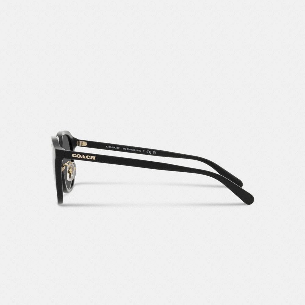 Black Coach Rounded Geometric Men Sunglasses | 6102LGPAO