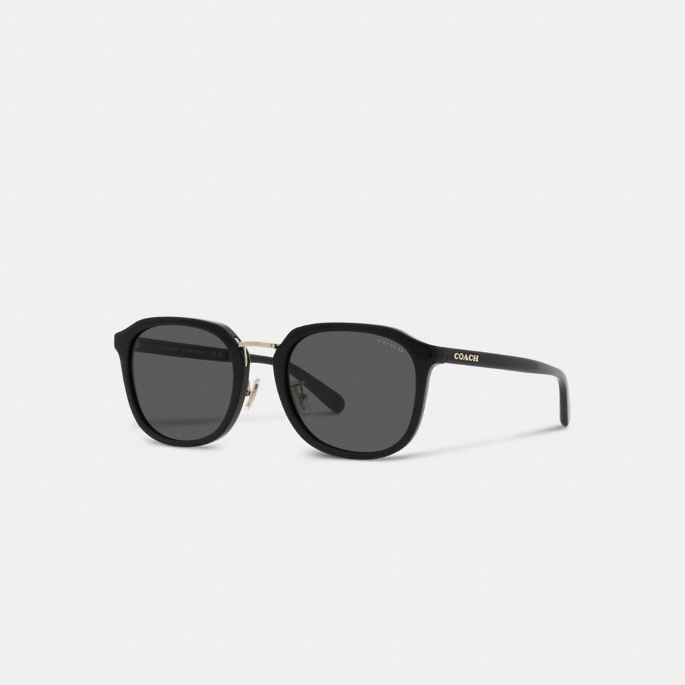 Black Coach Rounded Geometric Men Sunglasses | 6102LGPAO