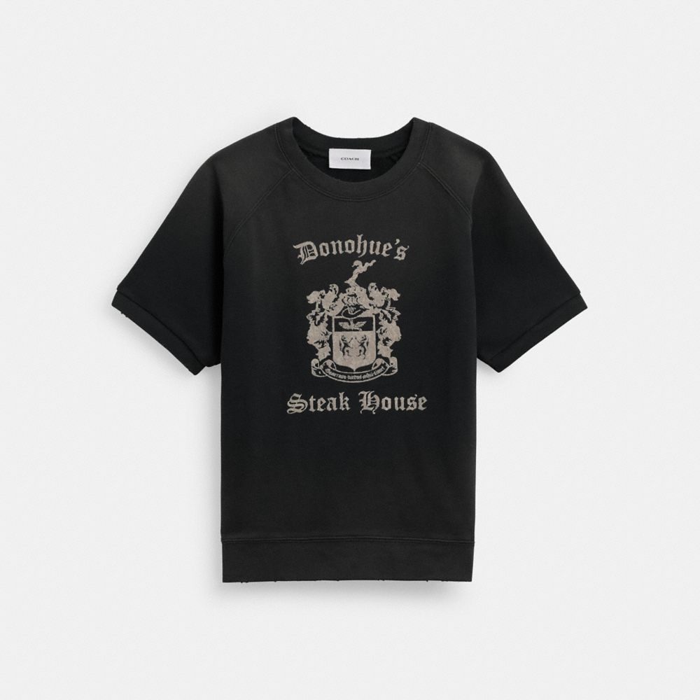 Black Coach Shrunken Raglan Crewneck Men Tops & Bottoms | 0254WRUZF