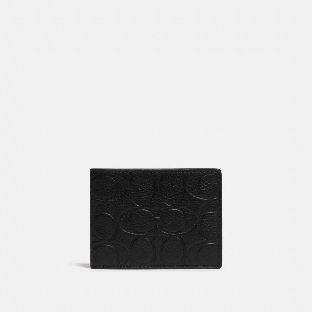 Black Coach Slim Billfold Wallet In Signature Leather Men Billfolds | 0984HYNQD