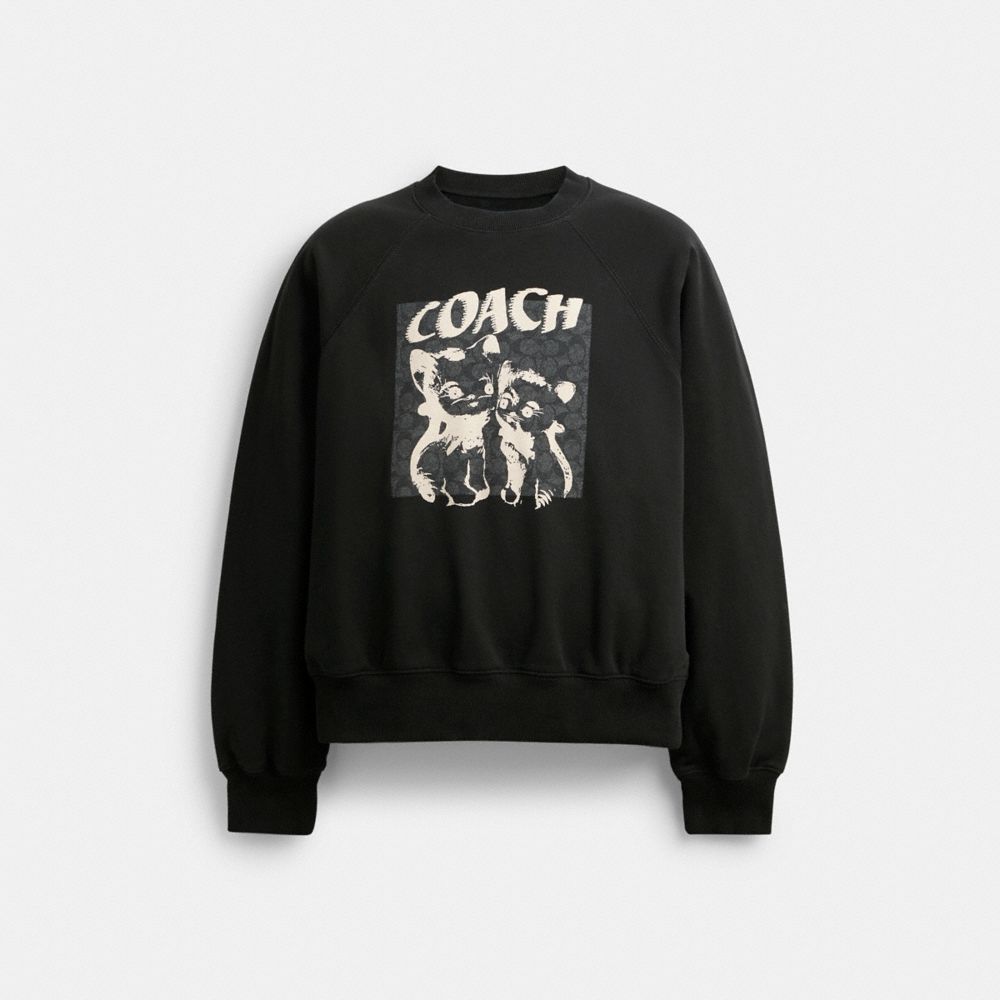 Black Coach The Lil Nas X Drop Signature Cats Crewneck Sweatshirt Women Tops | 5431OHEWN