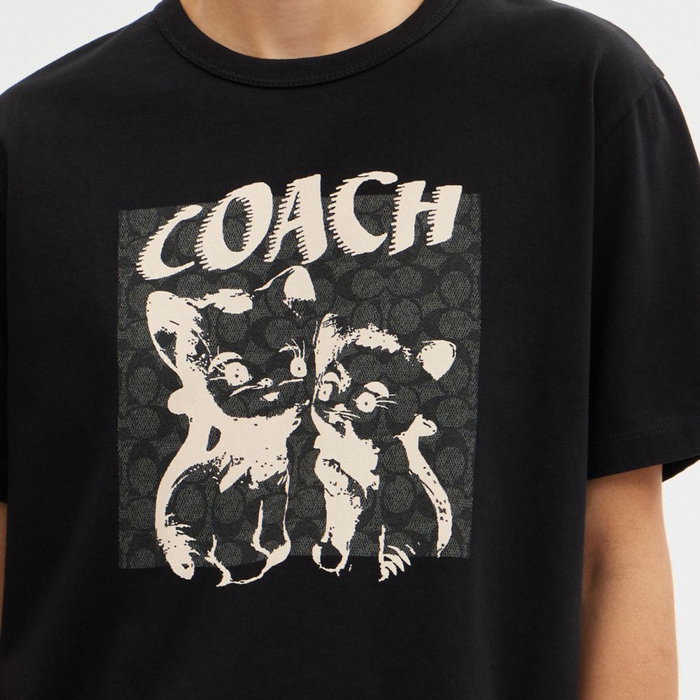 Black Coach The Lil Nas X Drop Signature Cats T Shirt Men Tops & Bottoms | 9046FVWPZ