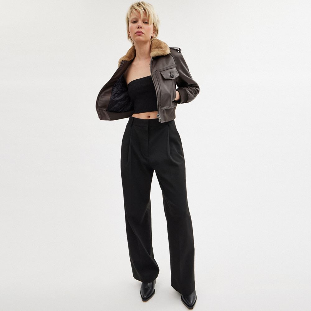 Black Coach Wide Leg Trousers Women Bottoms | 0718MYABU