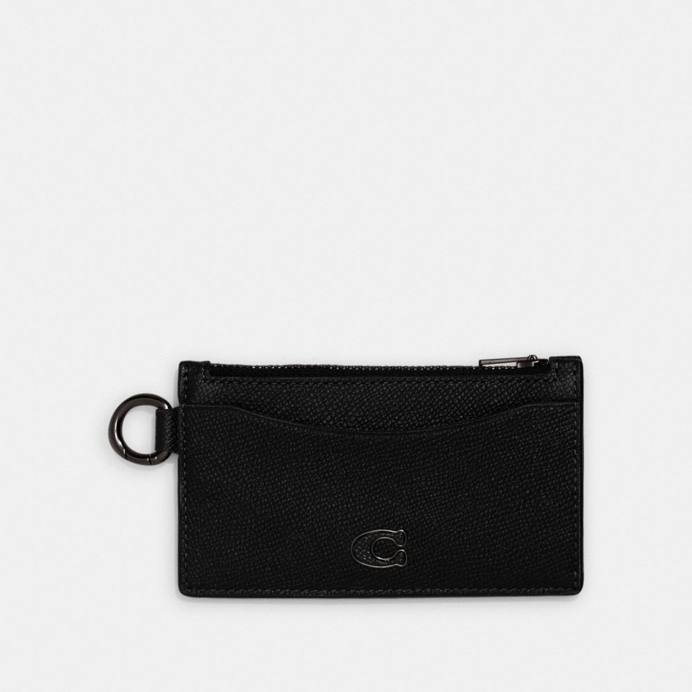 Black Coach Zip Card Case Men Card Cases & Money Clips | 8509LJWQO