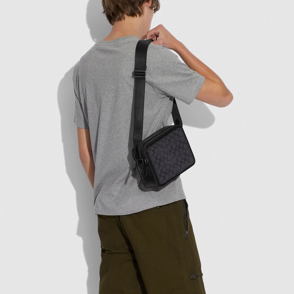 Black Copper / Grey Coach Charter Crossbody Bag 24 In Signature Canvas Men Messenger & Crossbody | 8517SACGP