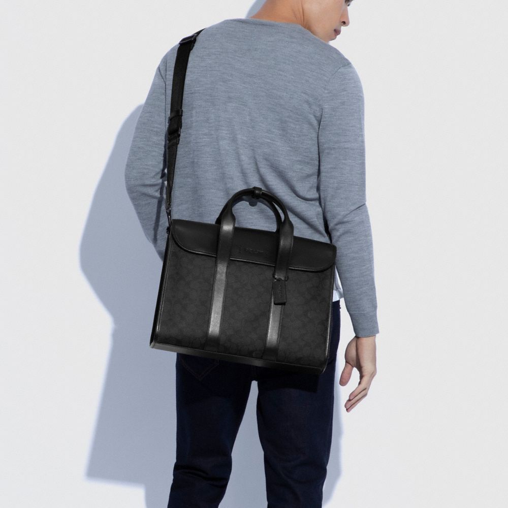 Black Copper / Grey / Black Coach Gotham Portfolio Bag In Signature Canvas Men Briefcases | 6241XEUCL