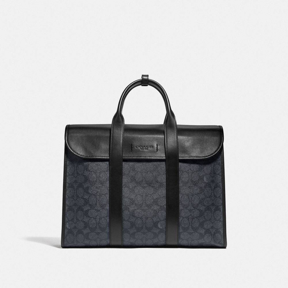 Black Copper / Grey / Black Coach Gotham Portfolio Bag In Signature Canvas Men Briefcases | 6241XEUCL