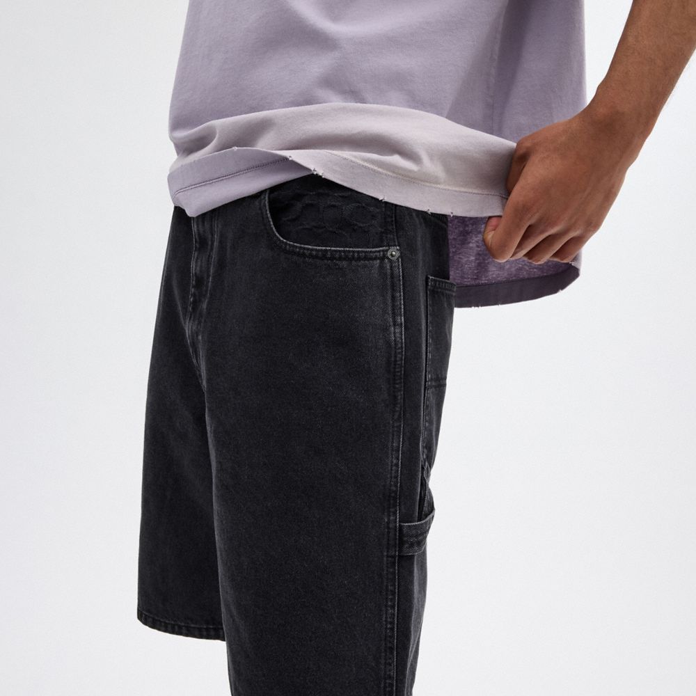 Black Denim Coach Black Denim Shorts In Organic Cotton Men Tops & Bottoms | 2641YNKEJ