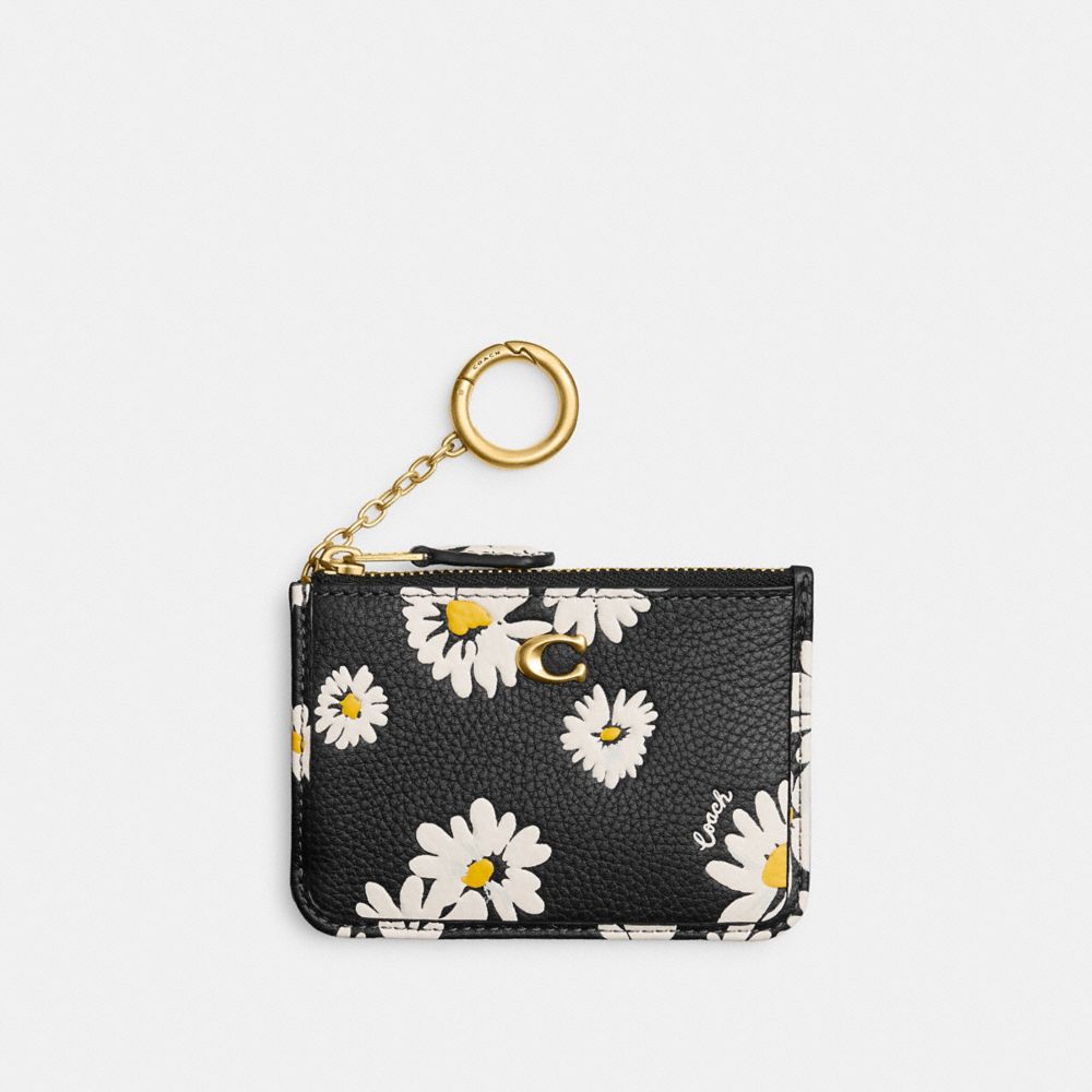 Black Multicolor Coach Mini Skinny Id Case With Floral Print Women Card Cases | 7530XEICJ