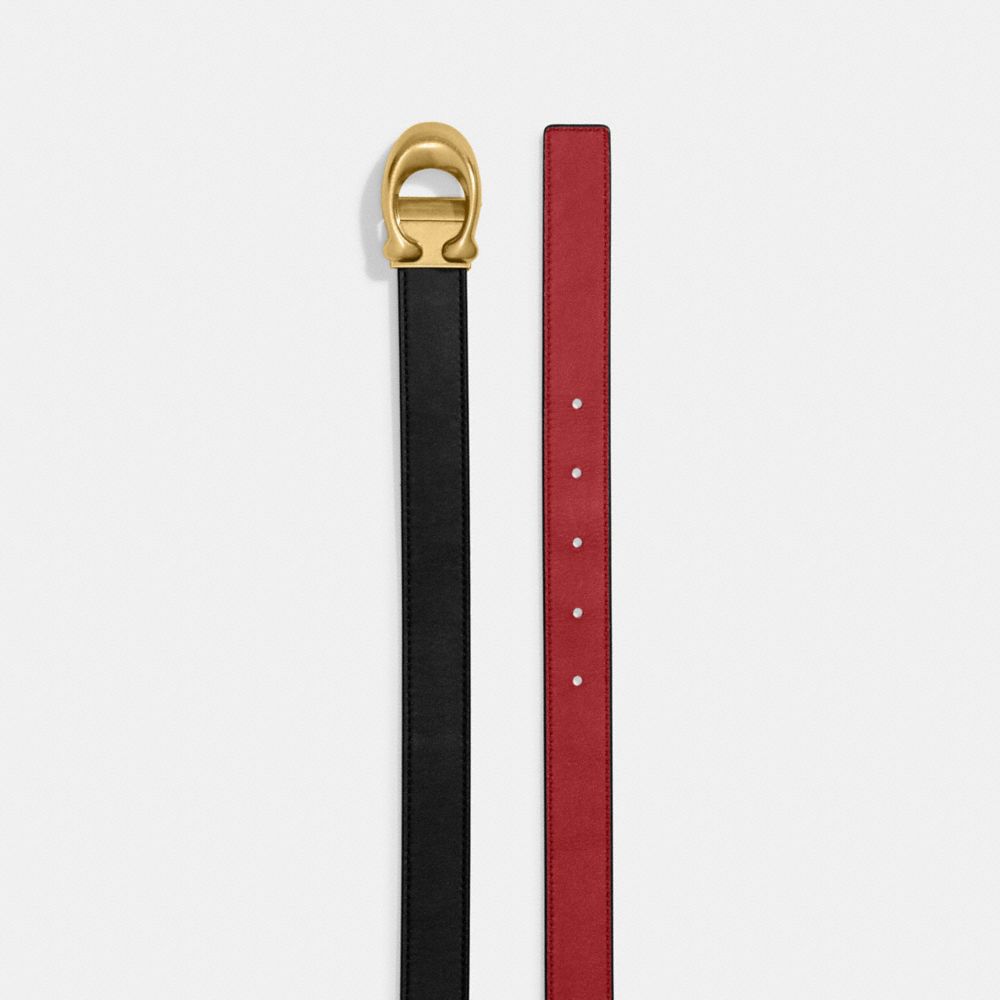 Black Red Coach Sculpted C Buckle Cut To Size Reversible Belt, 25 Mm Women Belts | 9764QHLJX