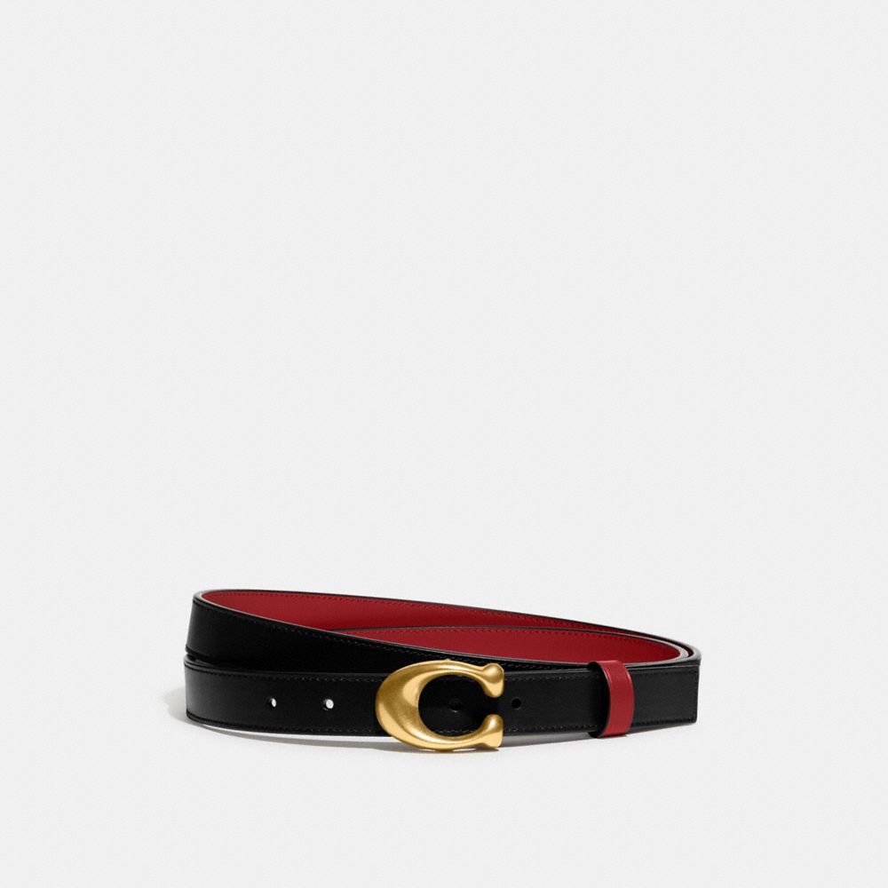 Black Red Coach Sculpted C Buckle Cut To Size Reversible Belt, 25 Mm Women Belts | 9764QHLJX