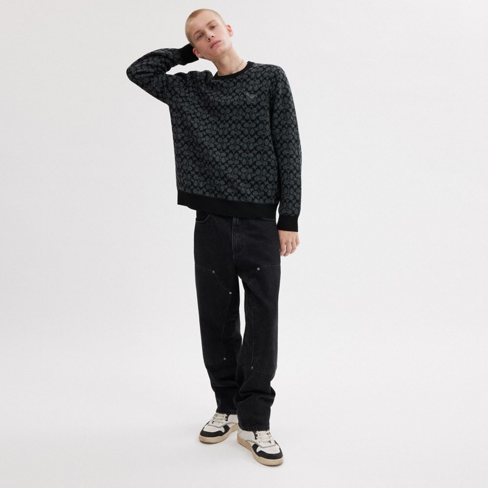 Black Signature Coach Rexy Sweater Men Tops & Bottoms | 3715TXODK